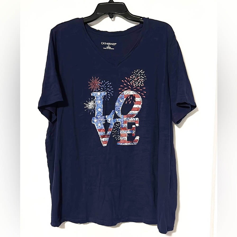 Catherines Navy T-Shirt with Patriotic Love Design